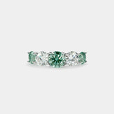 Moissanite Emerald Five Stone Sterling Silver Ring
